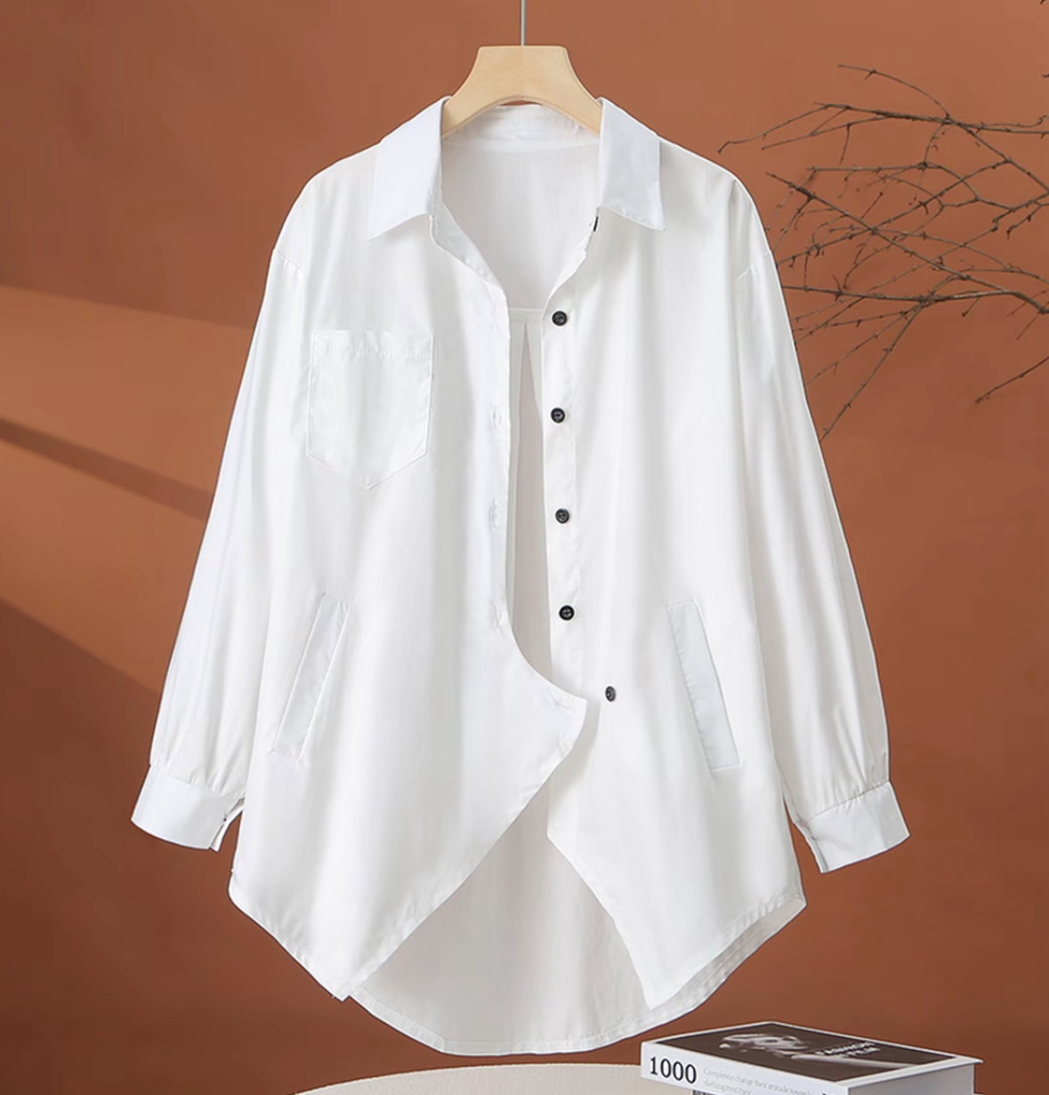 Casual Korean-style long-sleeved shirt for autumn loose-fitting elegant slim-fitting, and versatile top