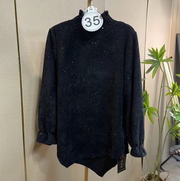 Autumn bitter silk hand sleeve lace black versatile casual knitted shirt top