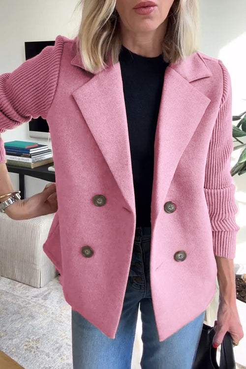 Fashion Canberra I Amanda Button patchwork sleeves casual coat