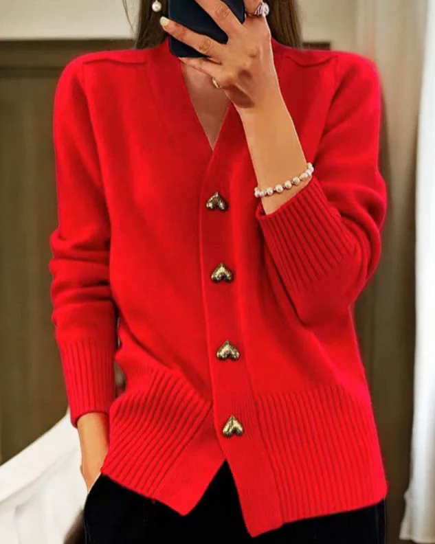 Fashion Canberra I Adelina Elegant Heart Button Cardigan