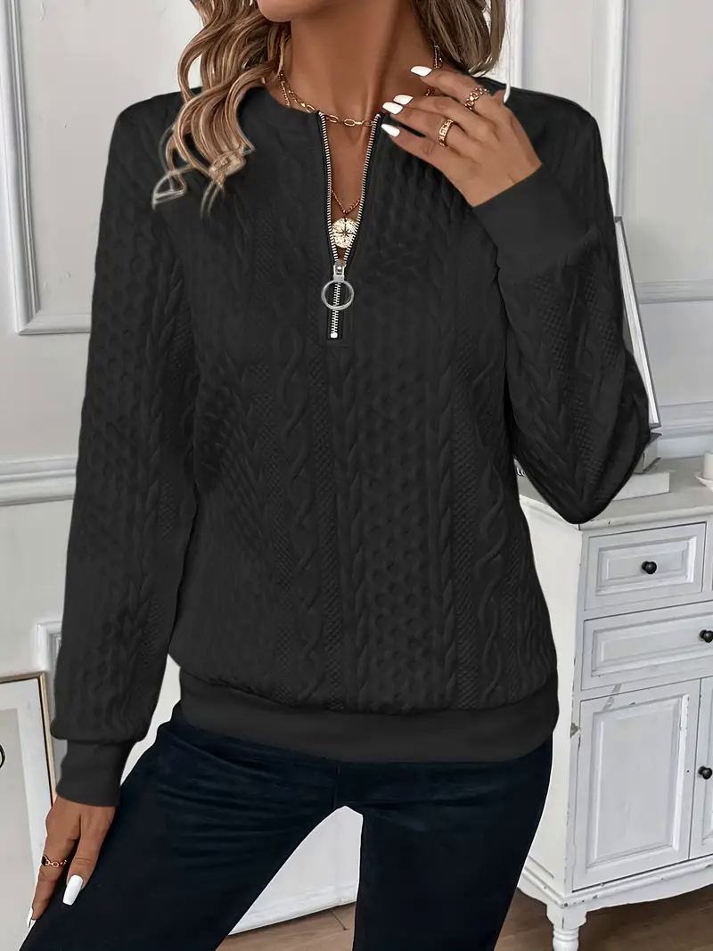 Fashion Canberra I Elena Textured Quarter-Zip Pullover