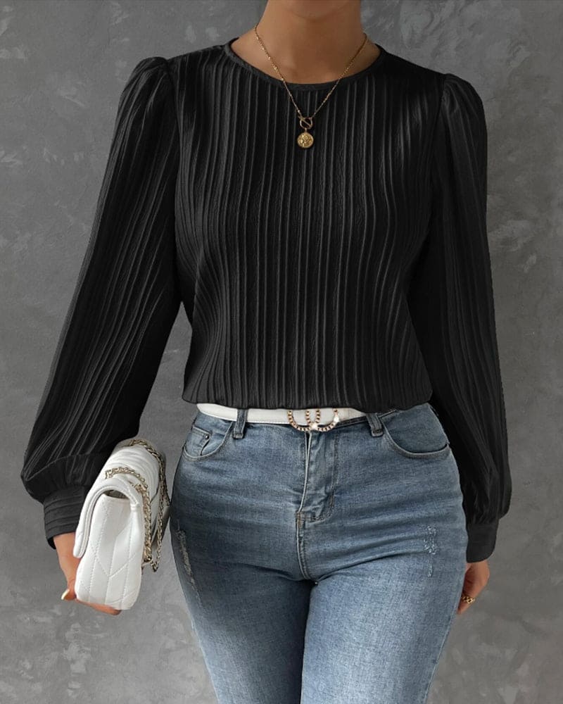 Fashion Canberra I Roza Striped Texture Blouse
